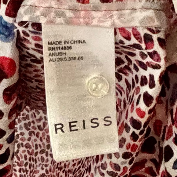 Reiss| Pretty Red White Blue Floral Patterned Knee Length 3/4 Sleeve Dress Sz 8 - Picture 3 of 6